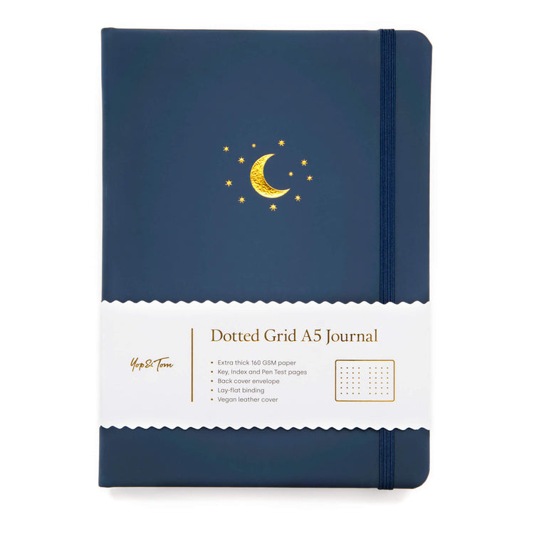 Moon and Stars Dot Grid Journal - Cantrip Candles