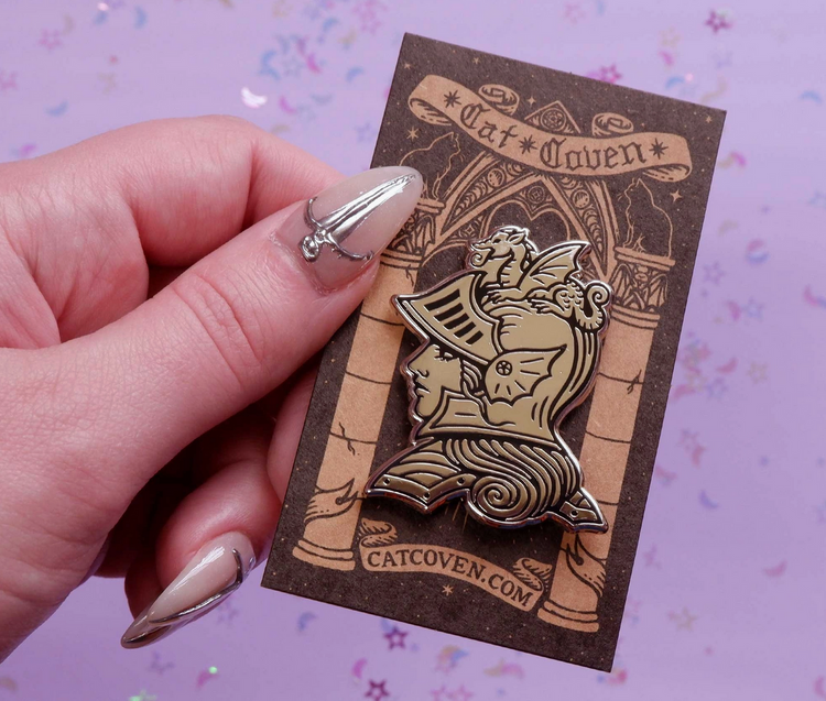 Lady Knight Enamel Pin - Cantrip Candles