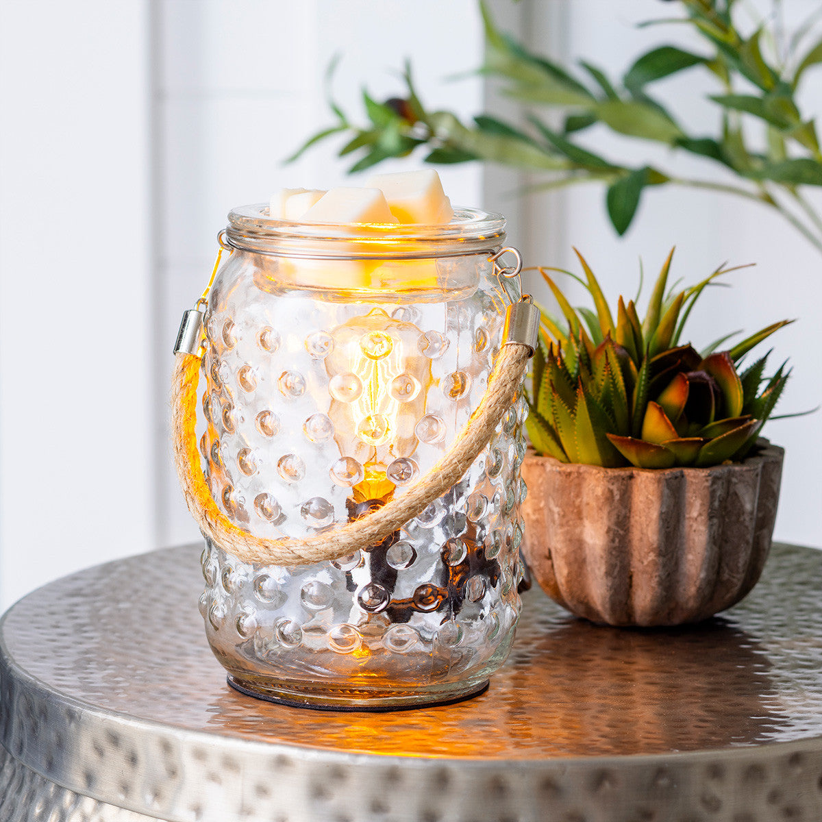 Fragrance Warmer - Hobnail & Rope Vintage Bulb Illumination - Cantrip Candles