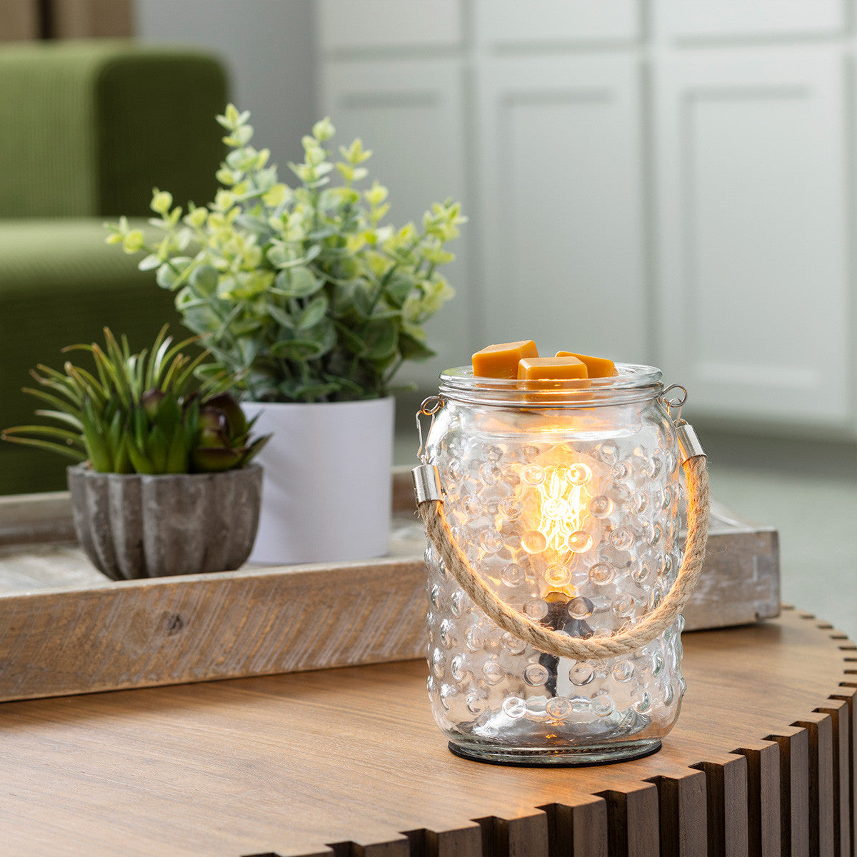 Fragrance Warmer - Hobnail & Rope Vintage Bulb Illumination - Cantrip Candles