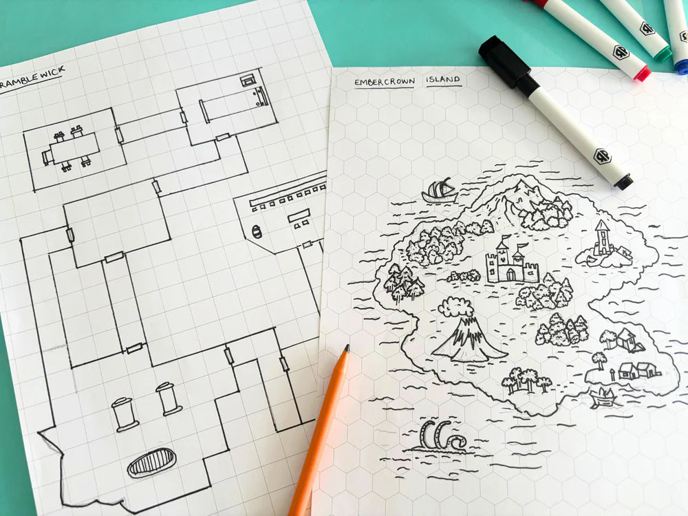 Grid Paper Pads for RPG Maps & Dungeons - Cantrip Candles
