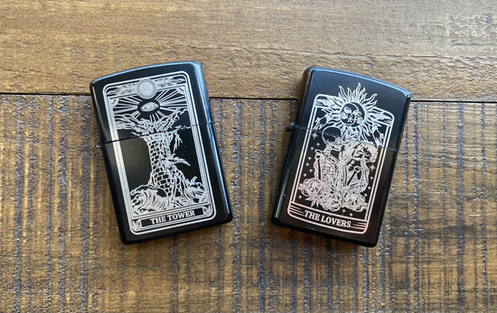 The Tower: Tarot Engraved Flip-Top Windproof Lighter - Cantrip Candles