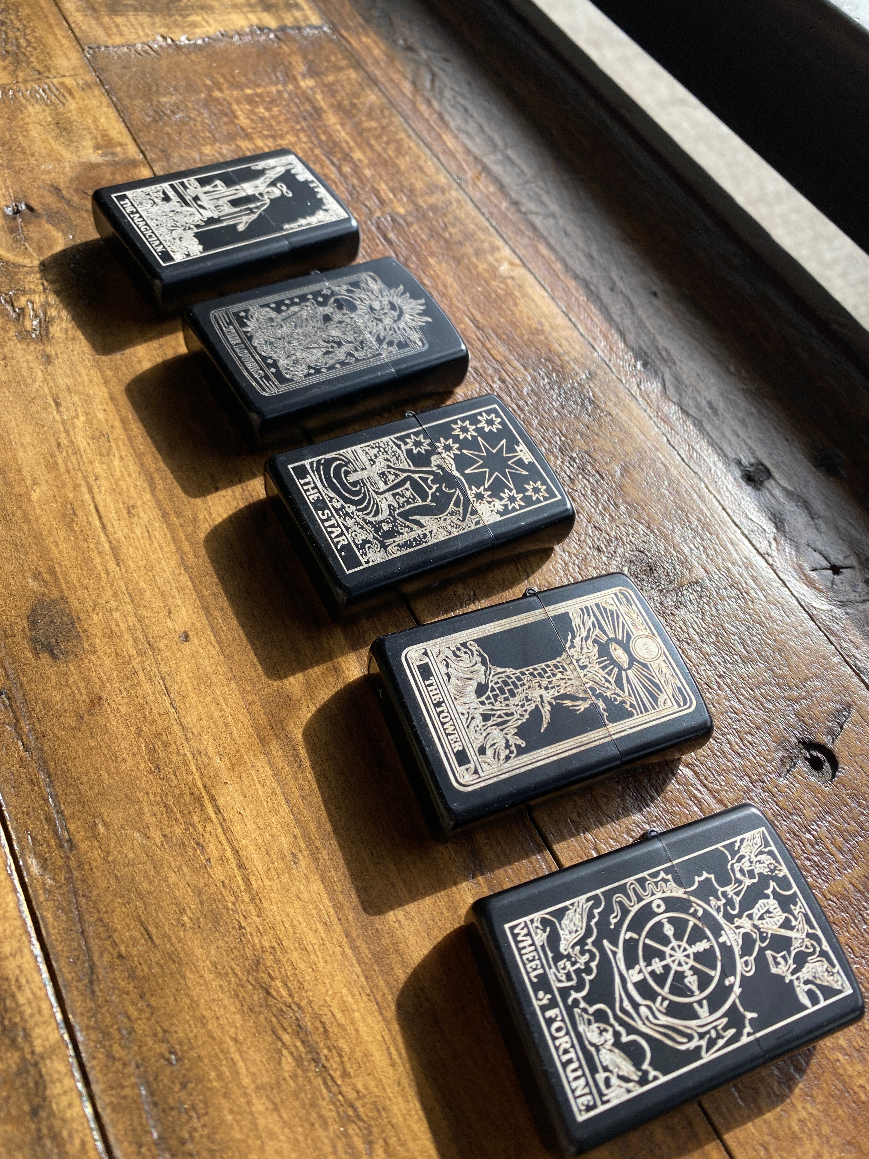 Wheel of Fortune: Tarot Engraved Flip-Top Windproof Lighter - Cantrip Candles