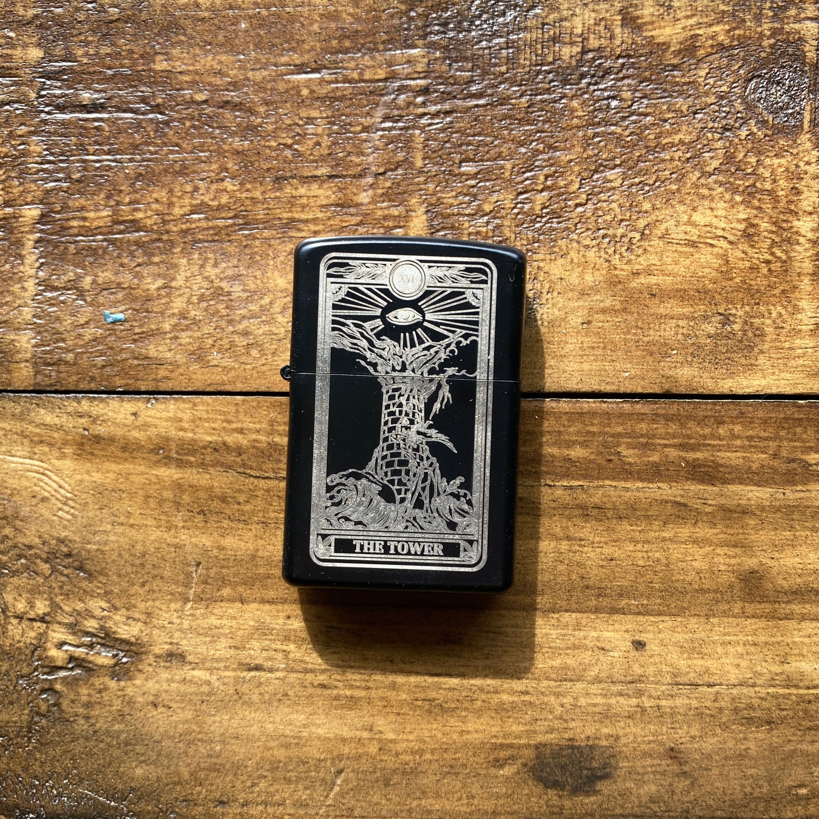 The Tower: Tarot Engraved Flip-Top Windproof Lighter - Cantrip Candles
