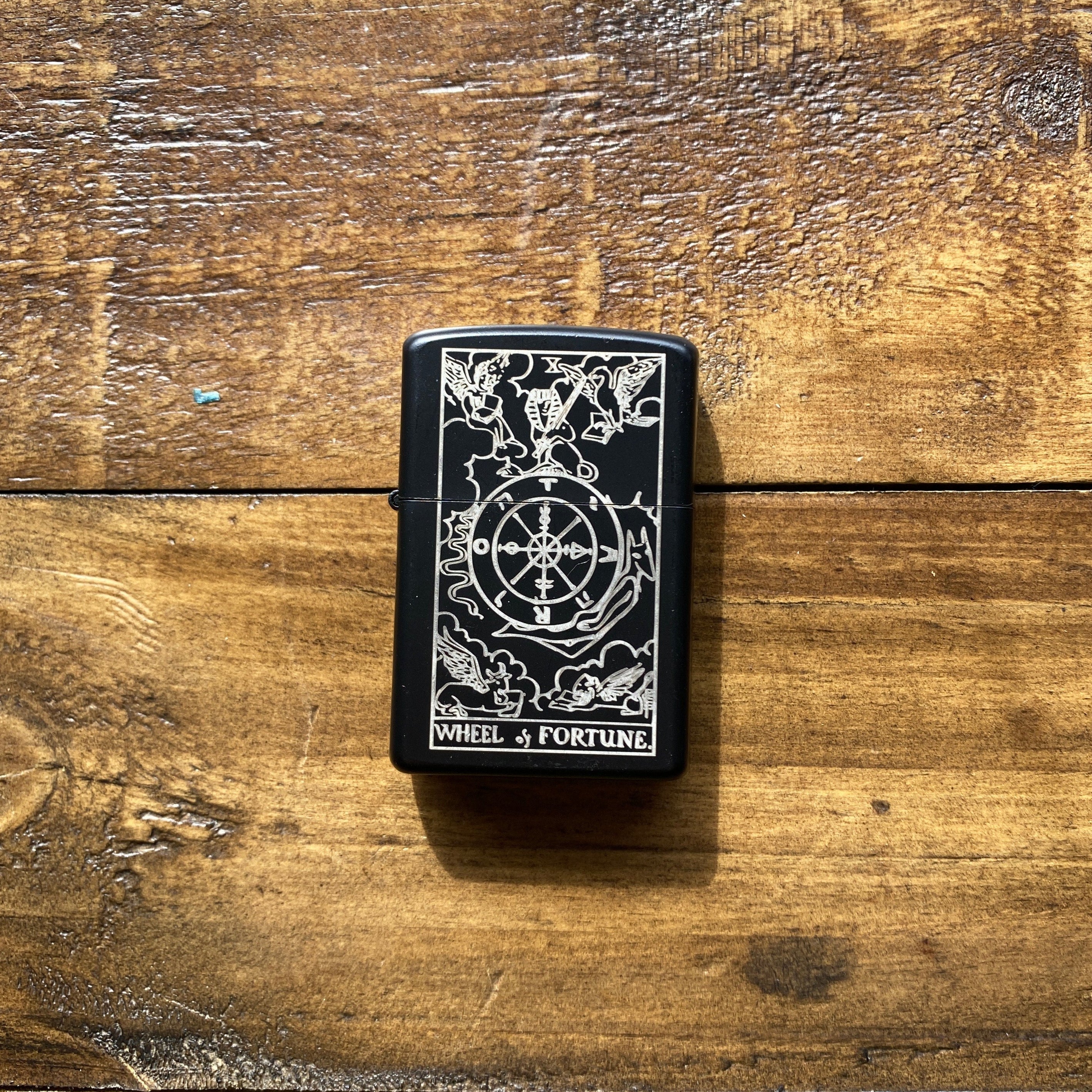 Wheel of Fortune: Tarot Engraved Flip-Top Windproof Lighter - Cantrip Candles