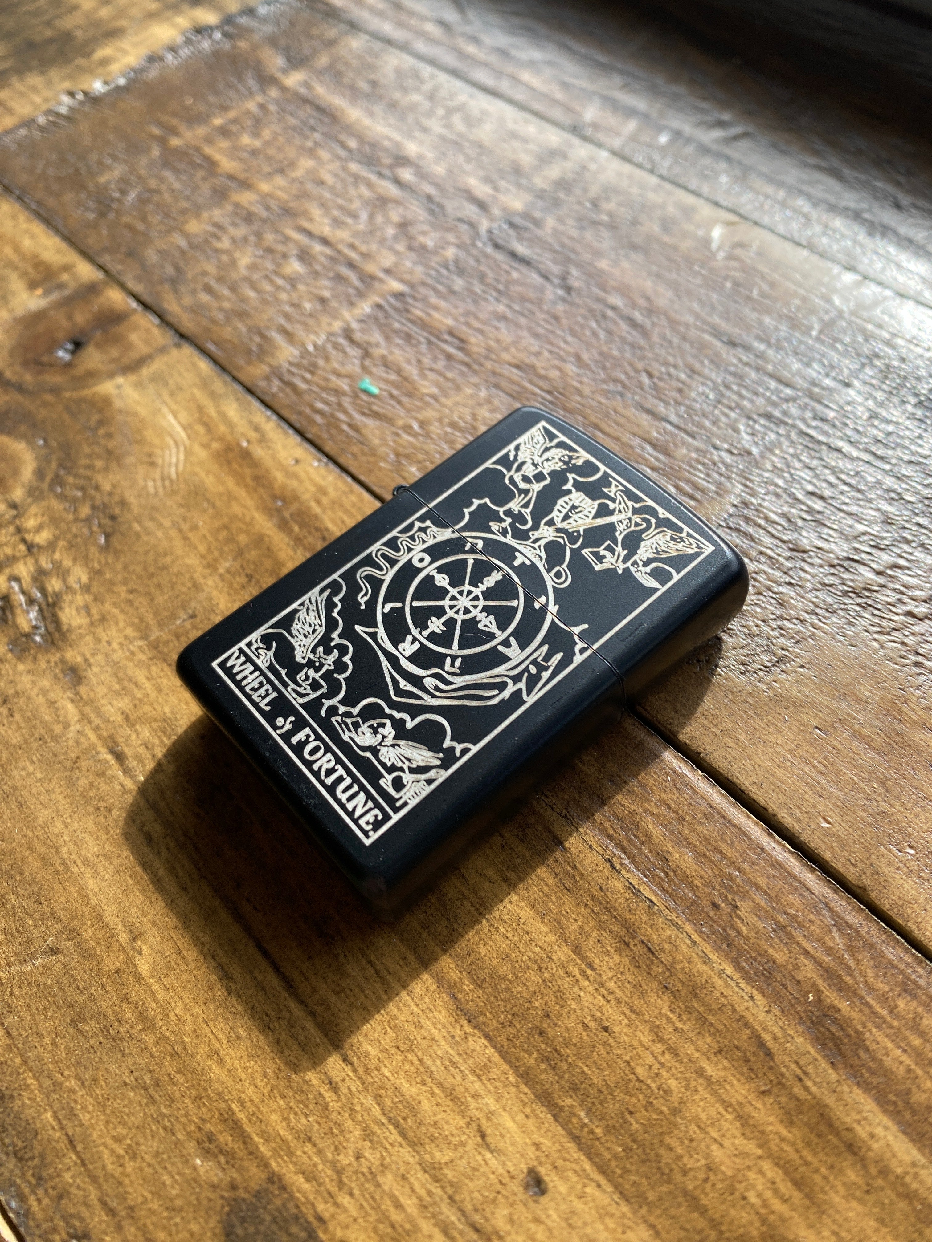 Wheel of Fortune: Tarot Engraved Flip-Top Windproof Lighter - Cantrip Candles
