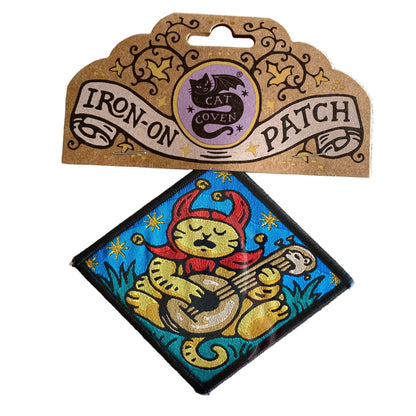 Sad Jester Cat Woven Patch - Cantrip Candles