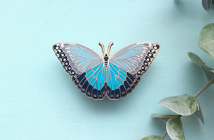 Blue Morpho Butterfly Enamel Pin