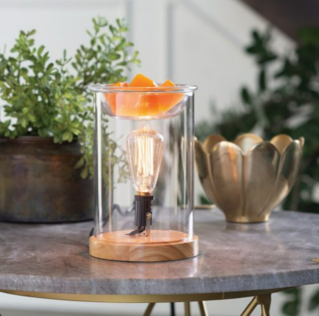 Fragrance Warmer - Wood & Glass Vintage Bulb Illumination - Cantrip Candles