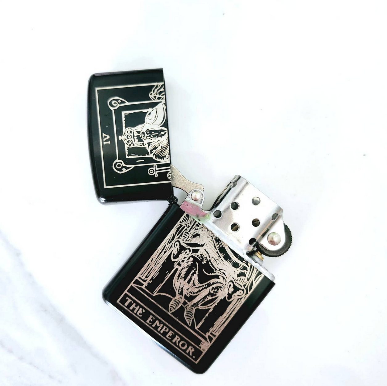 The Emperor: Tarot Engraved Flip-Top Windproof Lighter - Cantrip Candles
