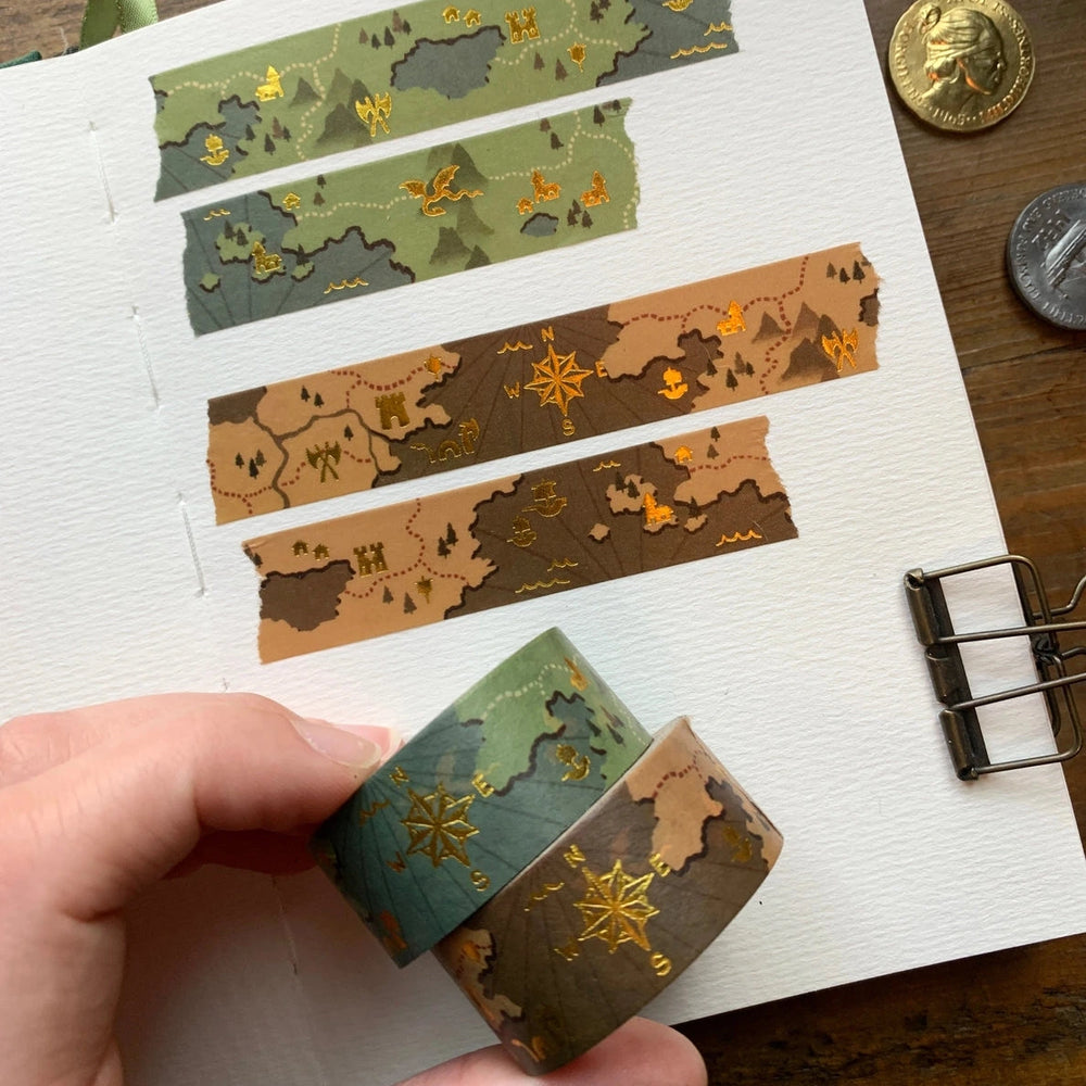 Fantasy Map Foiled Washi Tape - Cantrip Candles