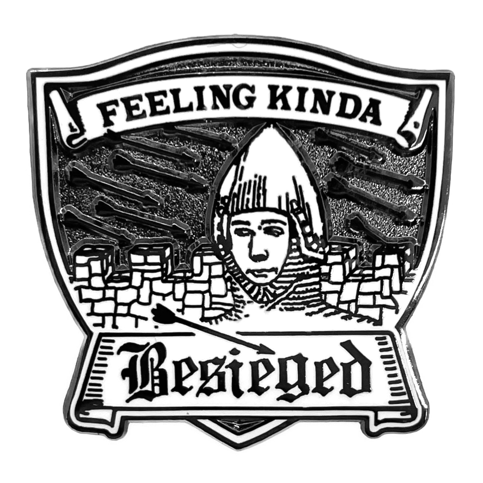 Feeling Kinda Besieged Enamel Pin - Cantrip Candles