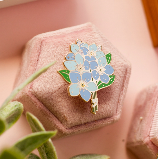 Forget-Me-Not Enamel Pin - Cantrip Candles