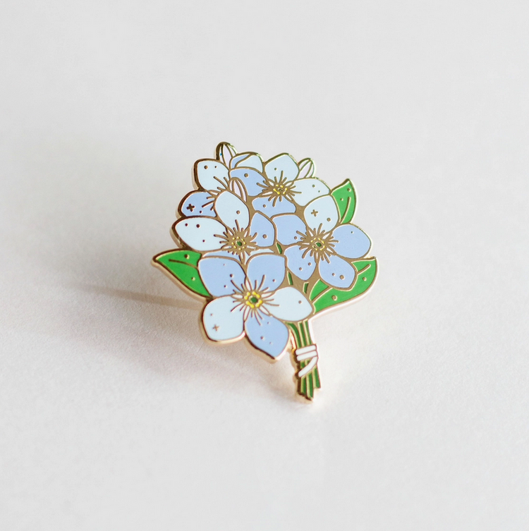 Forget-Me-Not Enamel Pin - Cantrip Candles