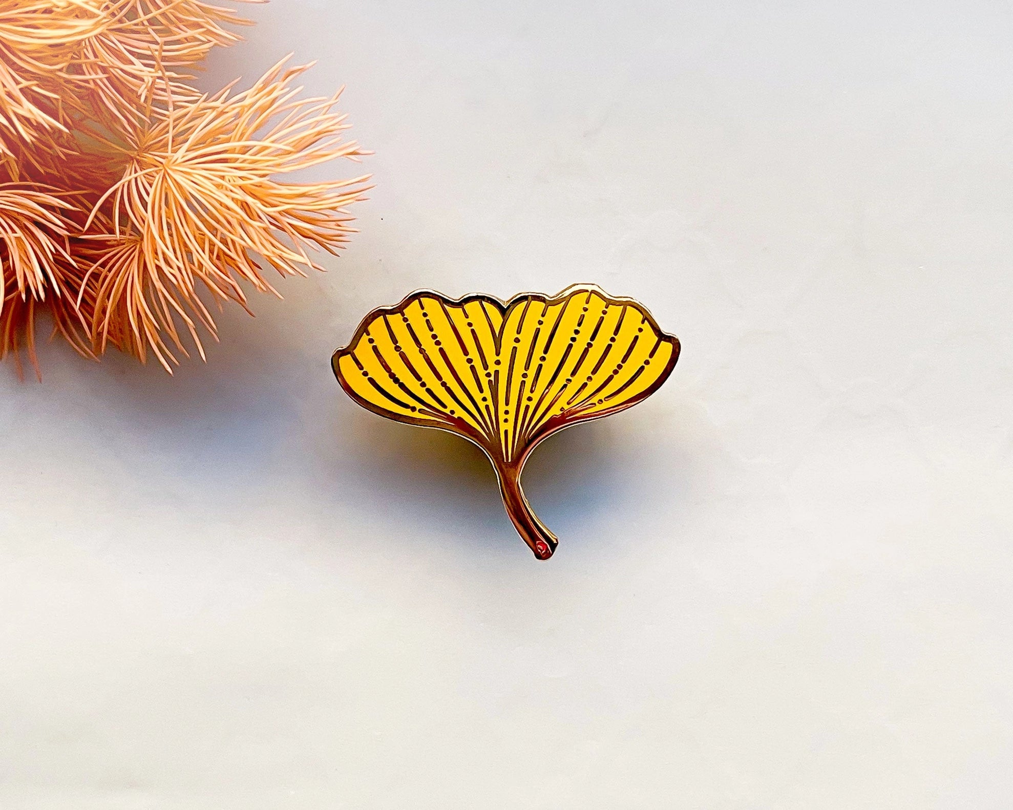 Ginkgo Leaf Enamel Pin - Cantrip Candles