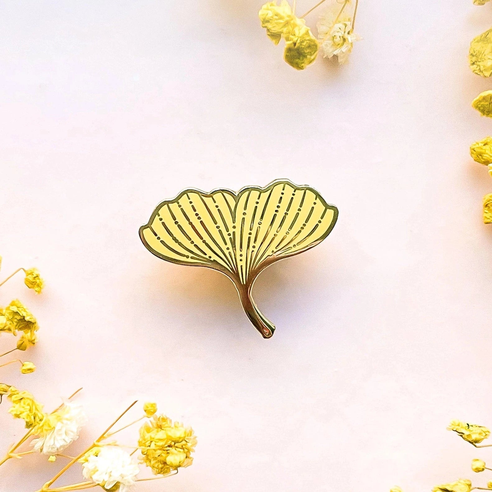 Ginkgo Leaf Enamel Pin - Cantrip Candles