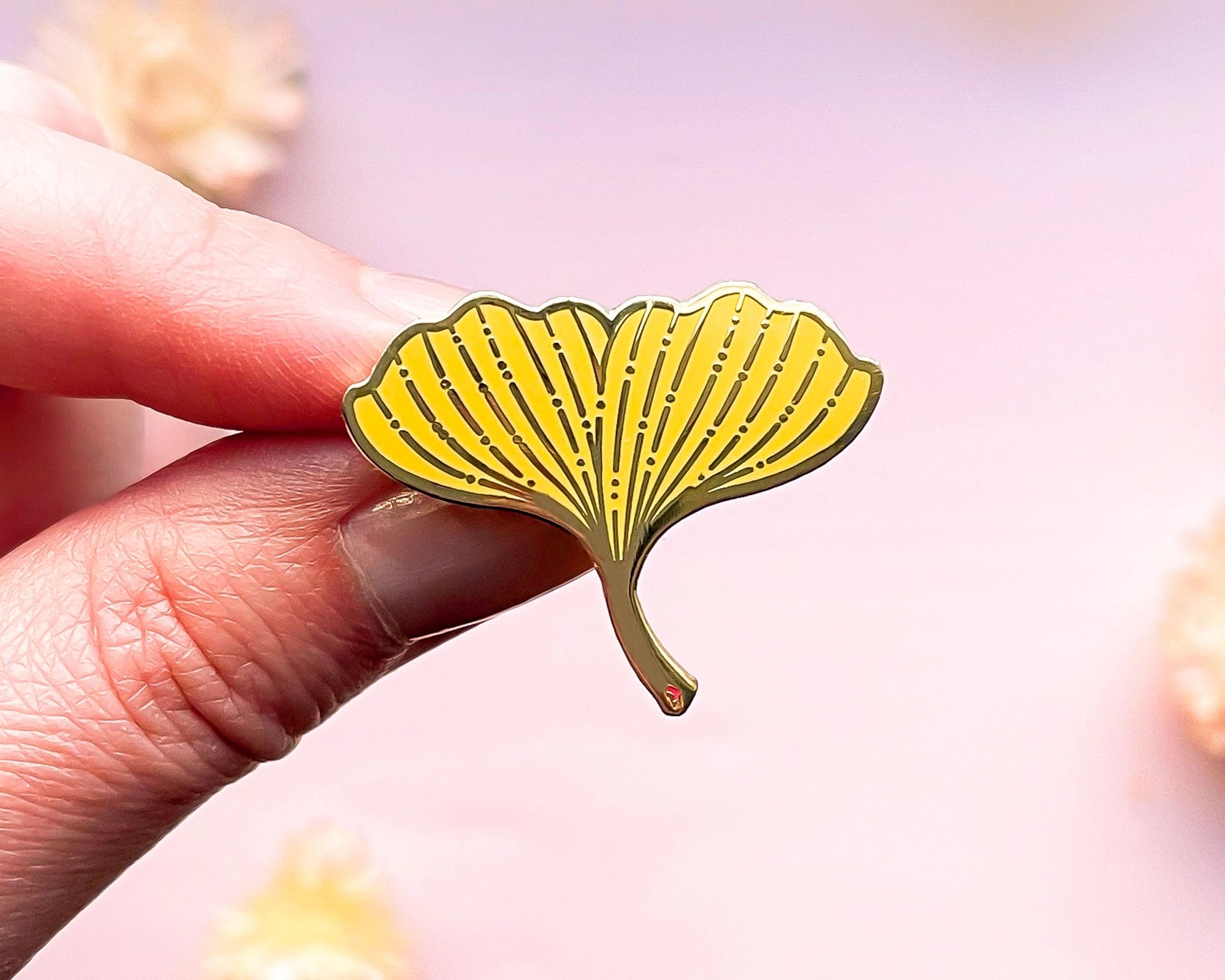 Ginkgo Leaf Enamel Pin - Cantrip Candles