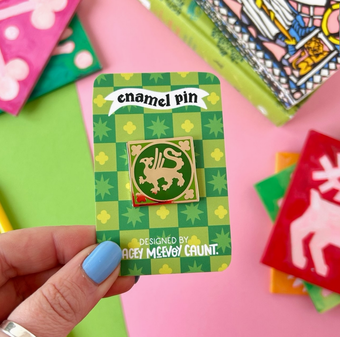 Griffin Medieval Tile Enamel Pin - Cantrip Candles