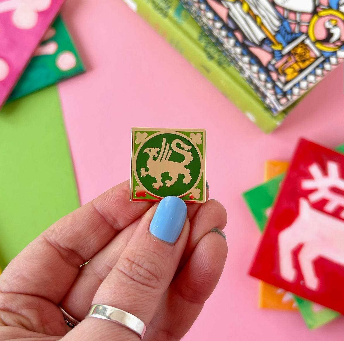 Griffin Medieval Tile Enamel Pin - Cantrip Candles