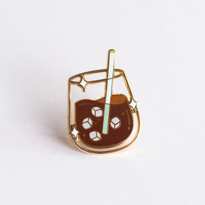 Iced Coffee Enamel Pin - Cantrip Candles