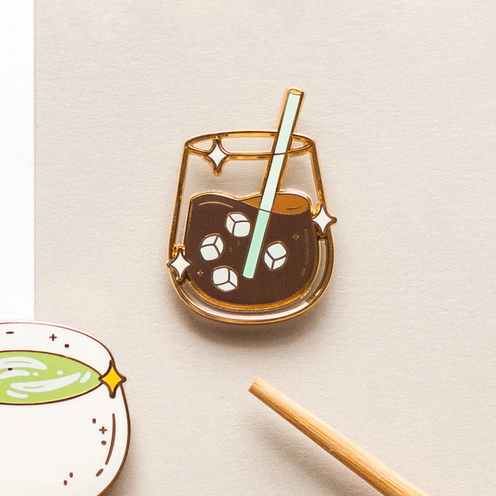 Iced Coffee Enamel Pin - Cantrip Candles