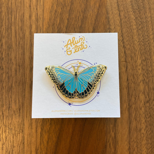 Blue Morpho Butterfly Enamel Pin