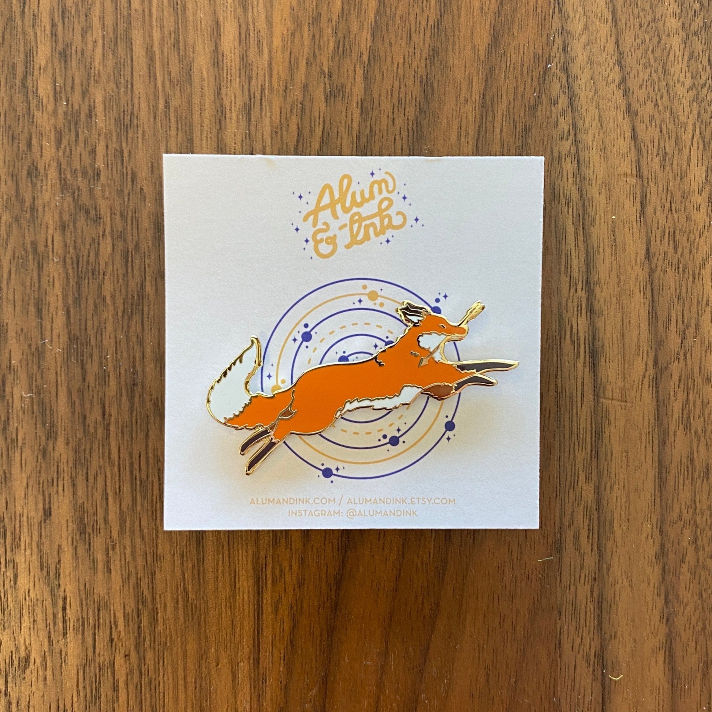 Red Fox Thief Enamel Pin - Cantrip Candles