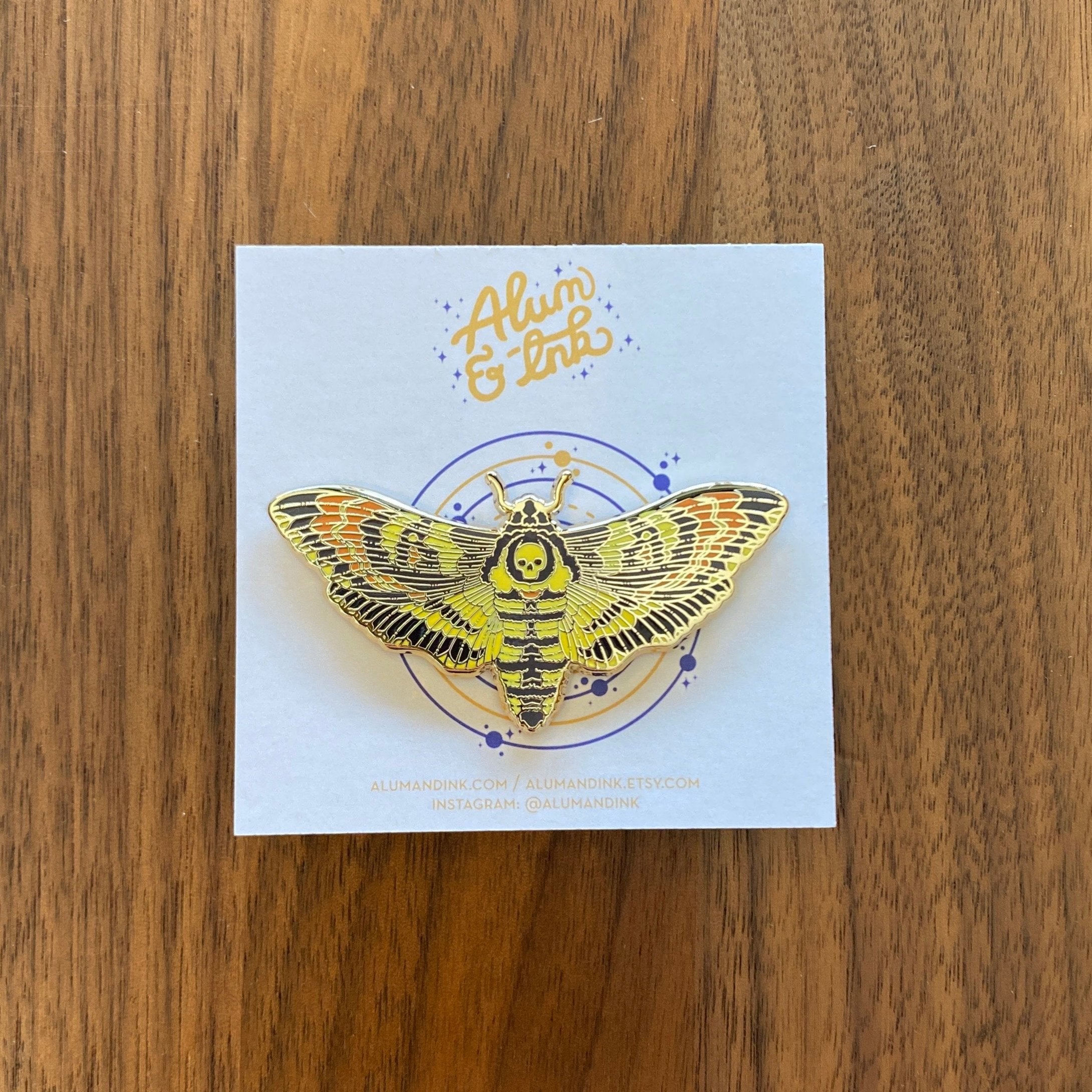 Death's Head Hawkmoth Enamel Pin - Cantrip Candles