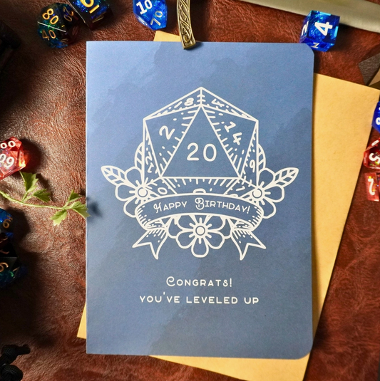 D20 Leveled Up Birthday Card