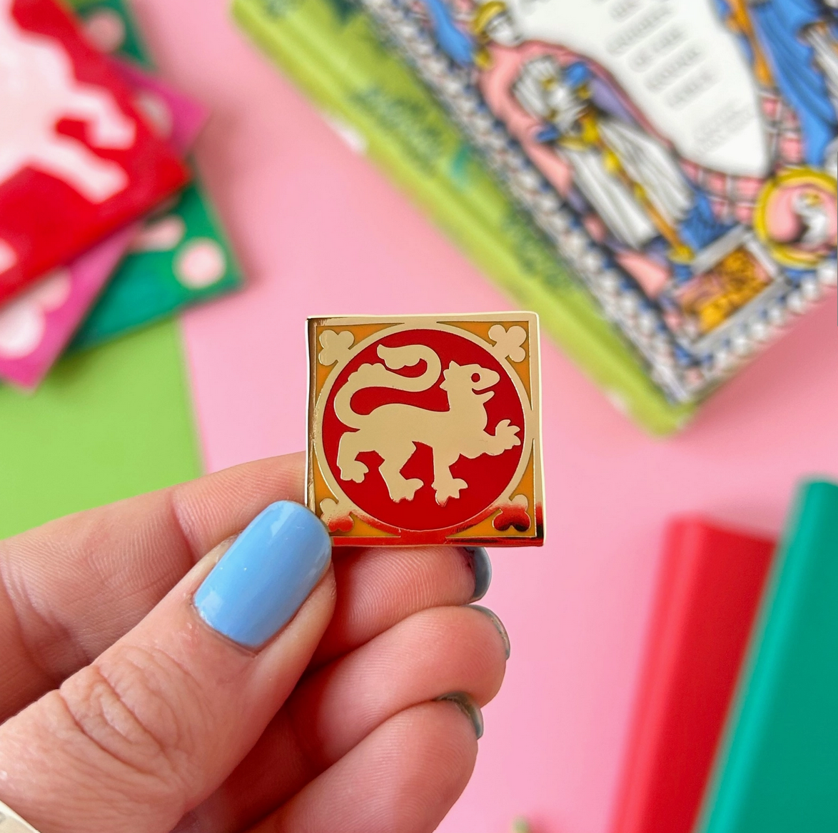 Lion Medieval Tile Enamel Pin - Cantrip Candles