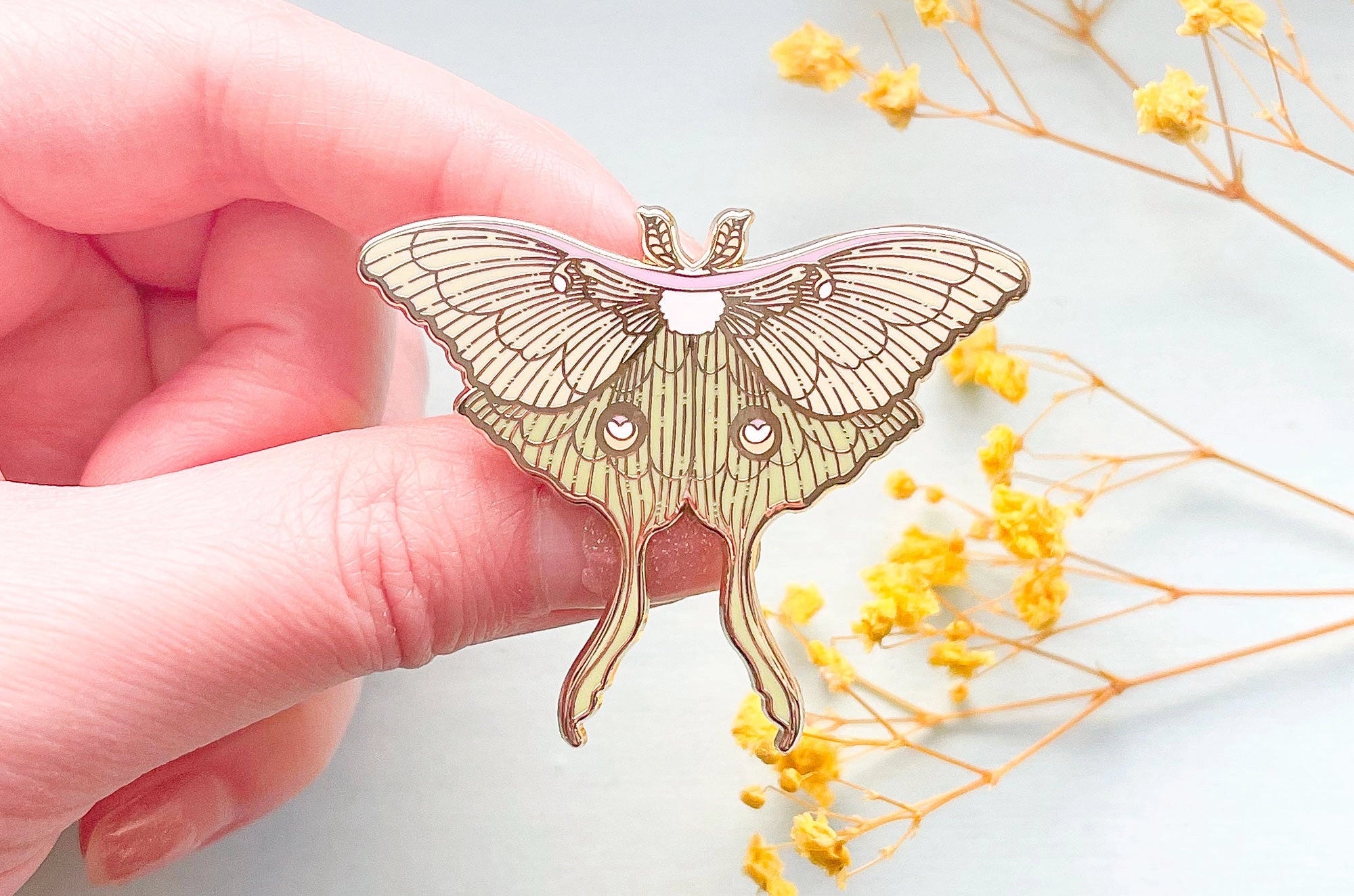 Luna Moth Enamel Pin - Cantrip Candles