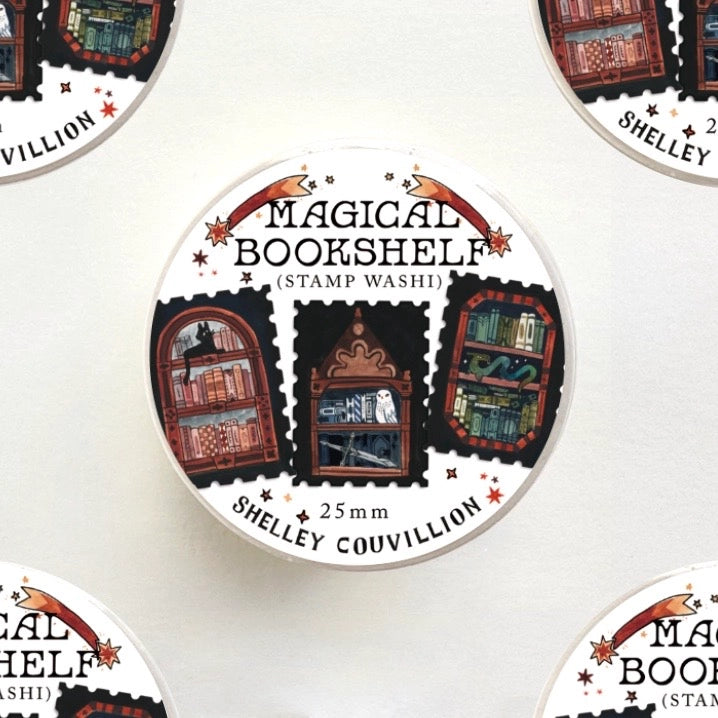 Magical Bookshelf Stamp Washi Tape - Cantrip Candles