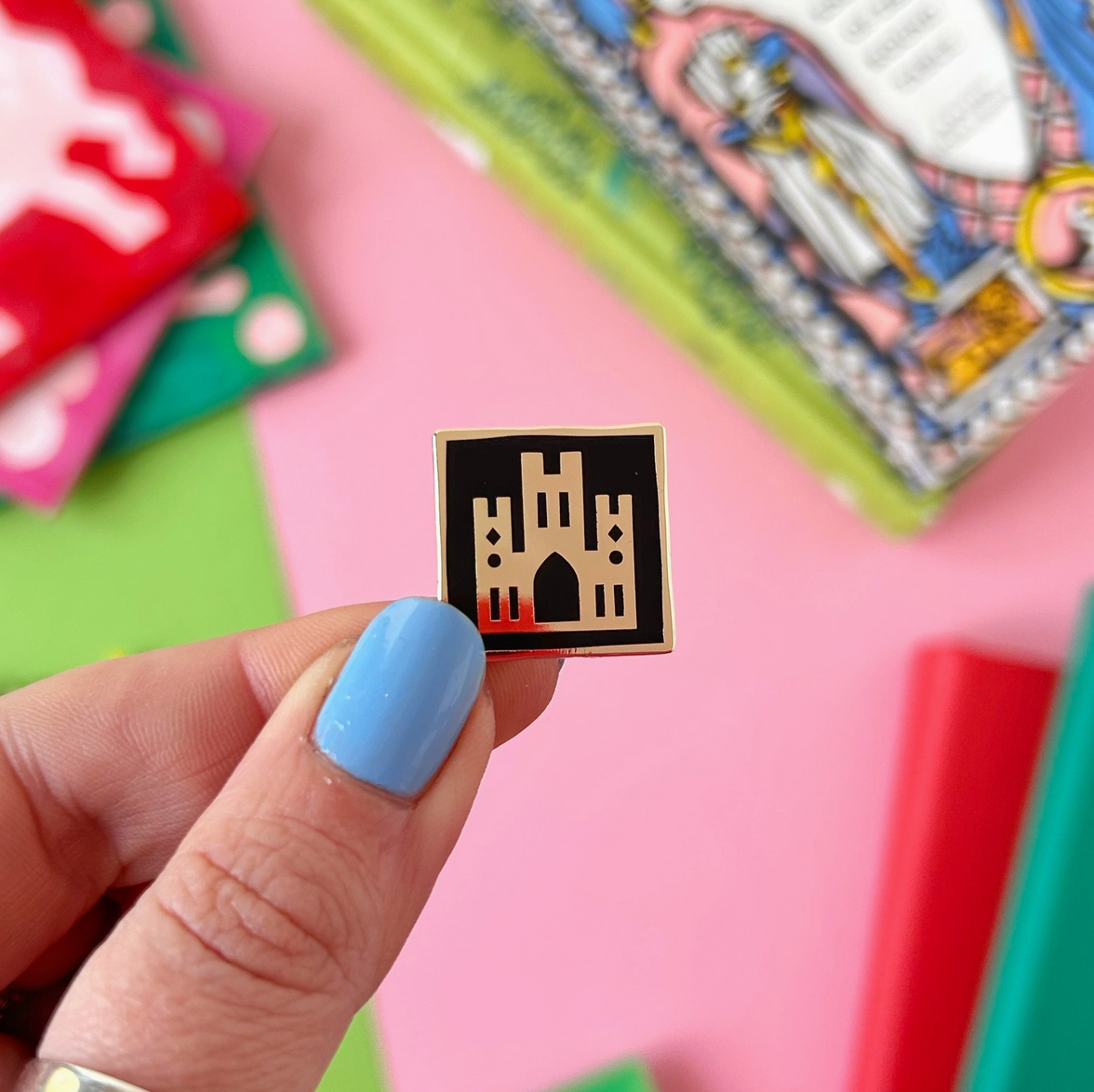 Medieval Abbey Enamel Pin - Cantrip Candles
