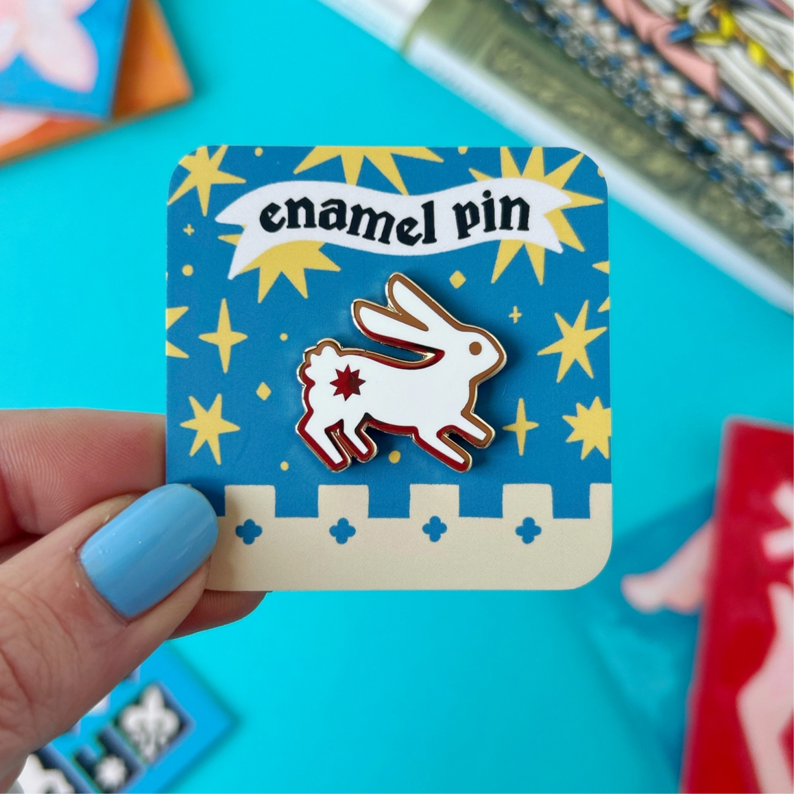Medieval Bunny Enamel Pin - Cantrip Candles