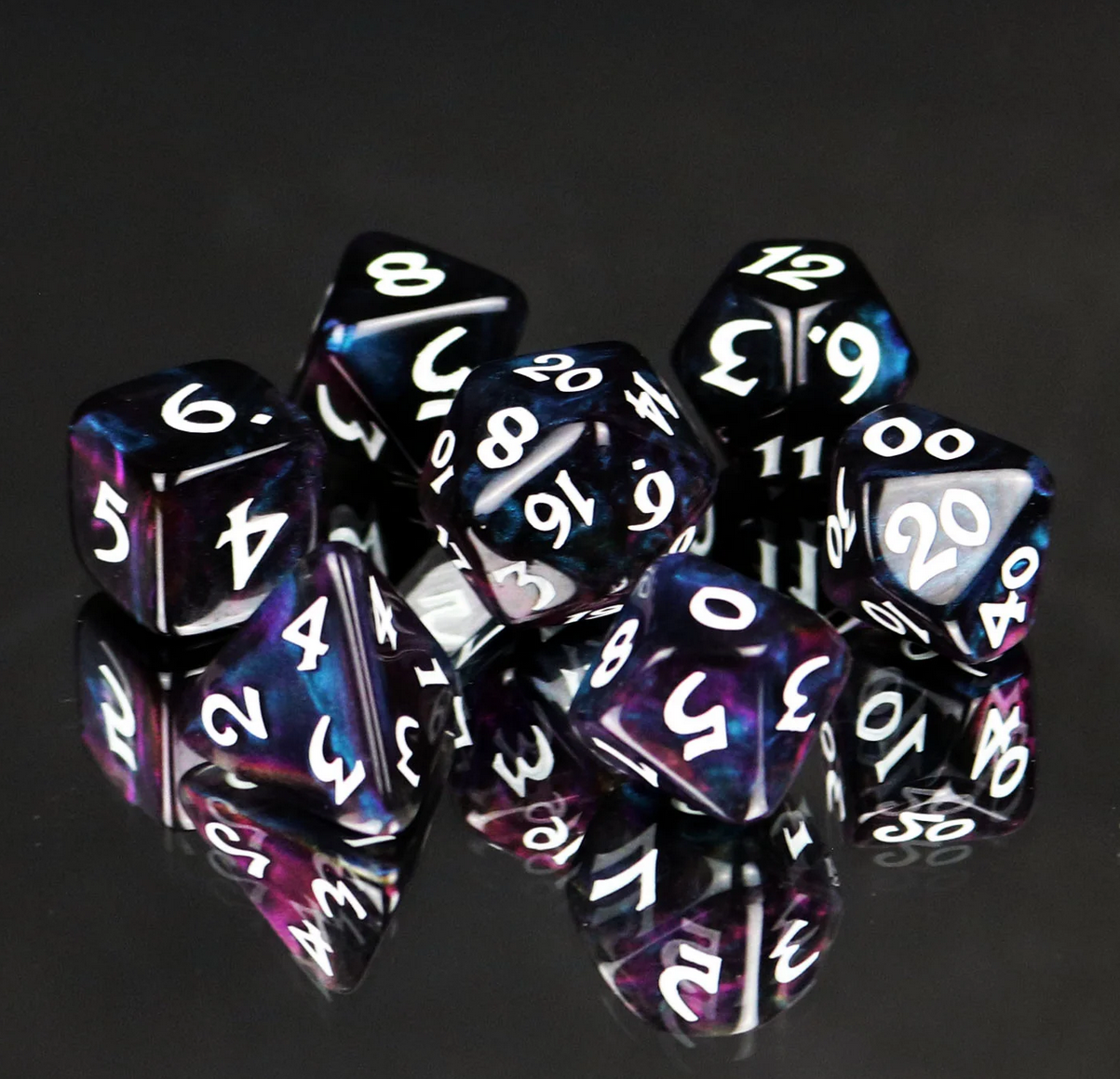Moonstone Deepwalker 7 pc Dice Set - Cantrip Candles