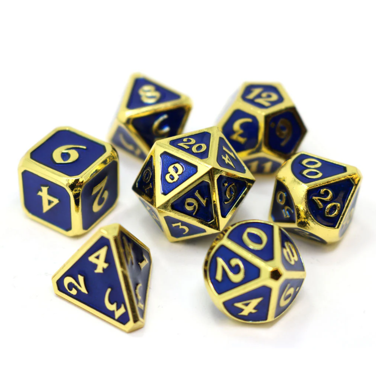 Mythica Gold Sapphire 7 pc Dice Set - Cantrip Candles