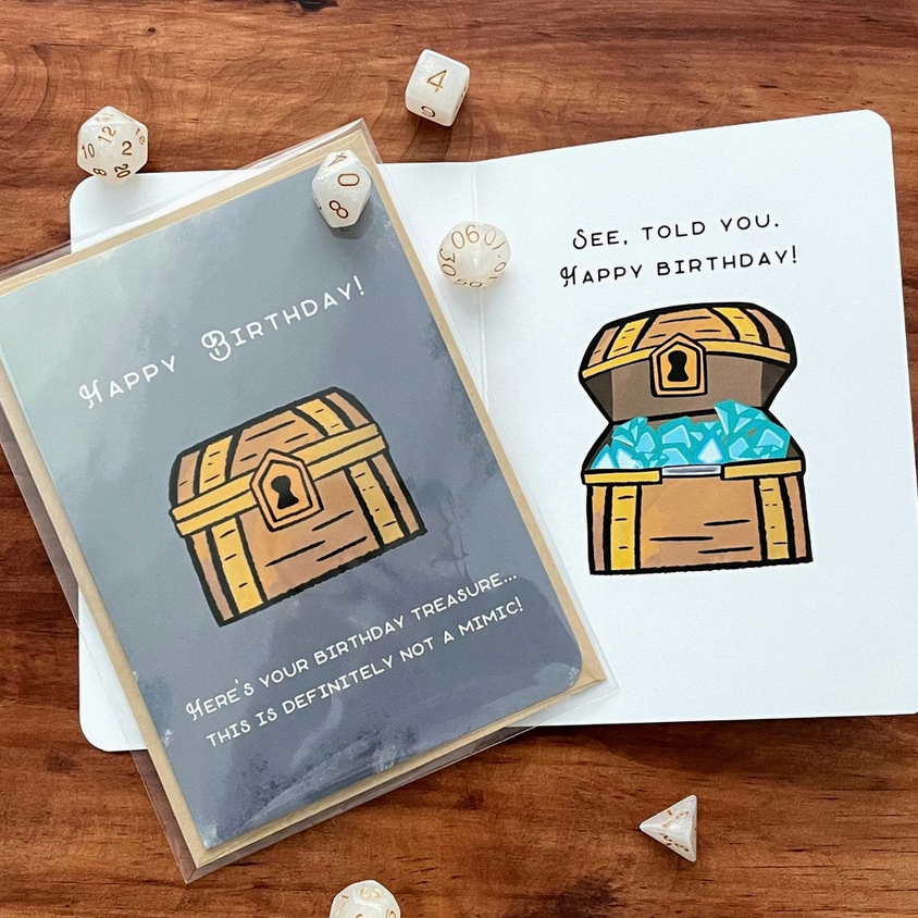 Not A Mimic Birthday Card - Cantrip Candles
