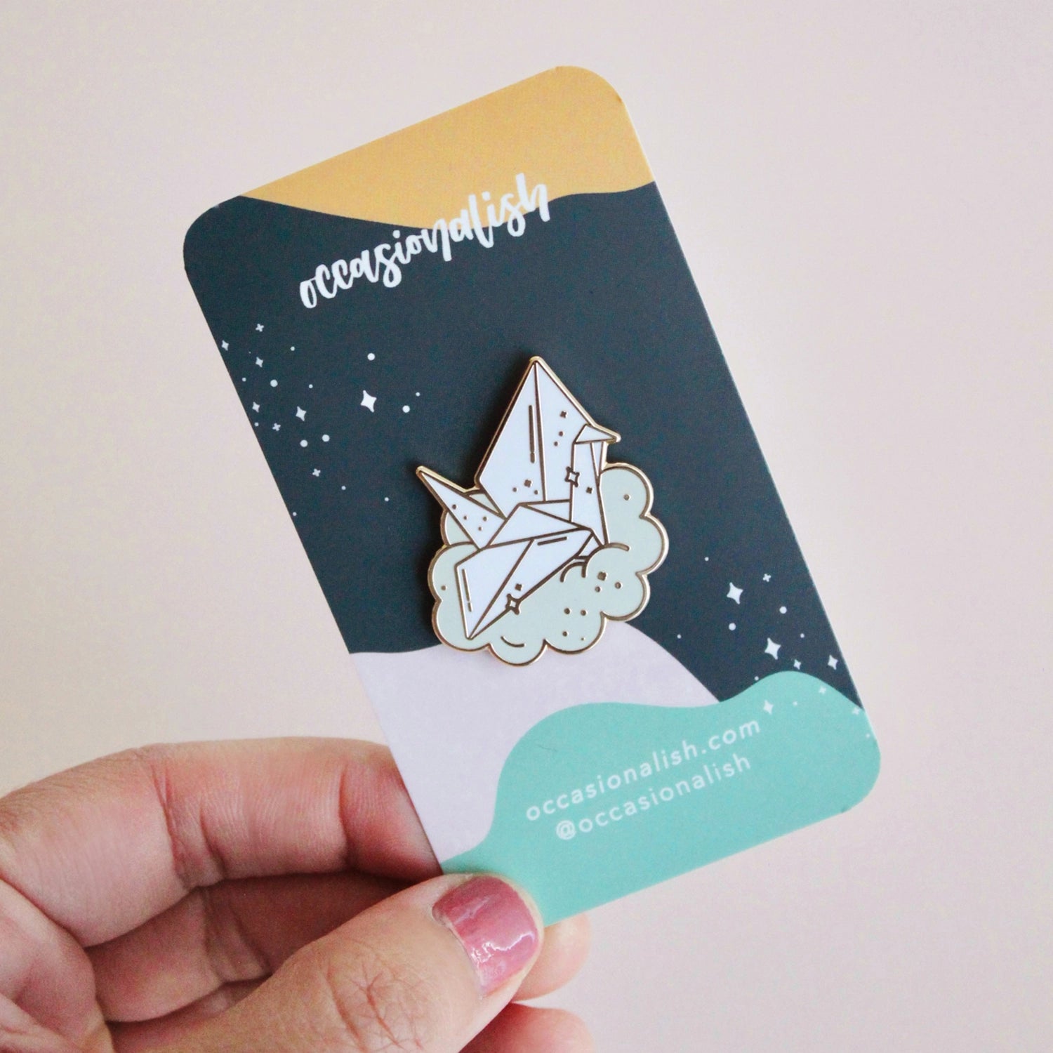 Paper Crane Enamel Pin - Cantrip Candles