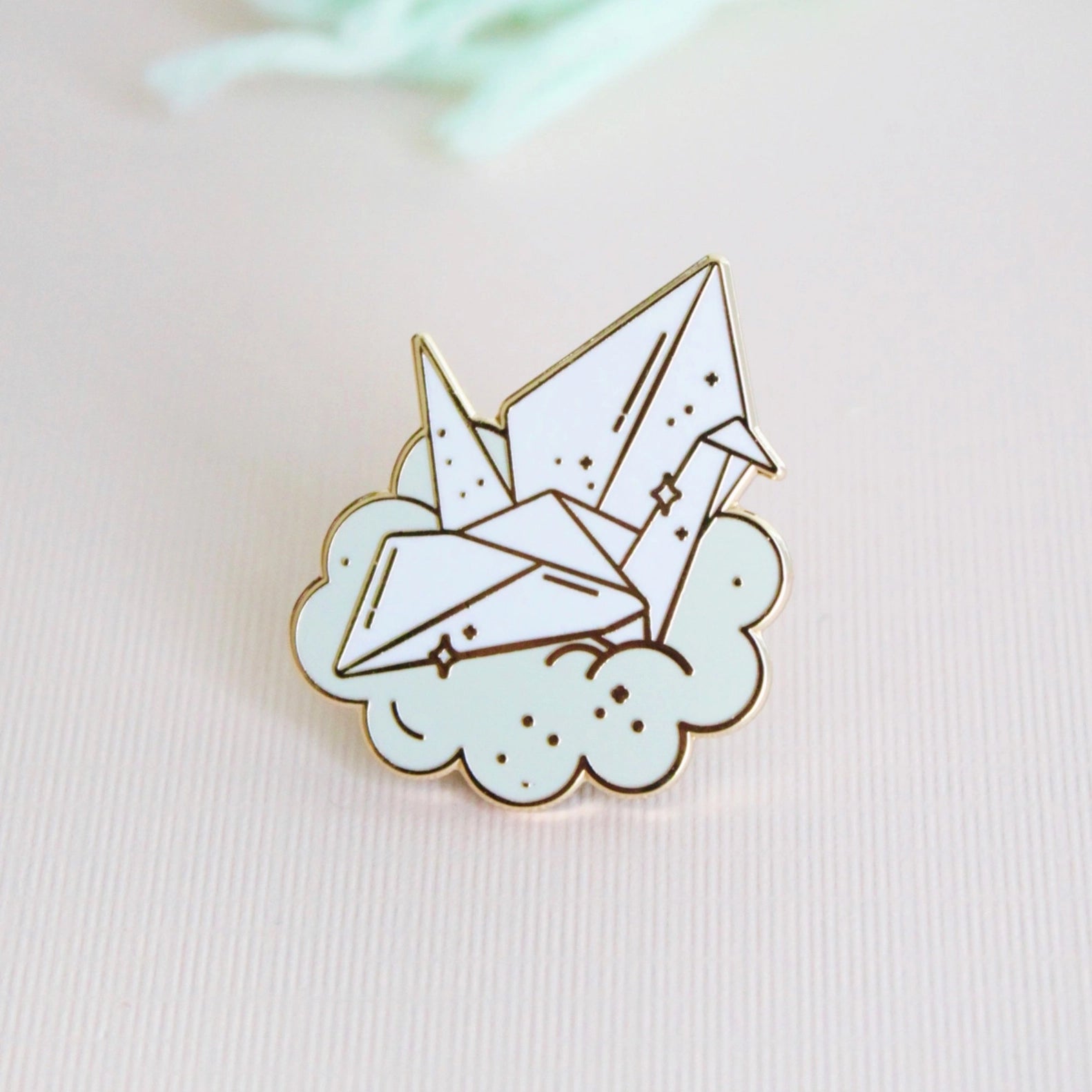Paper Crane Enamel Pin - Cantrip Candles