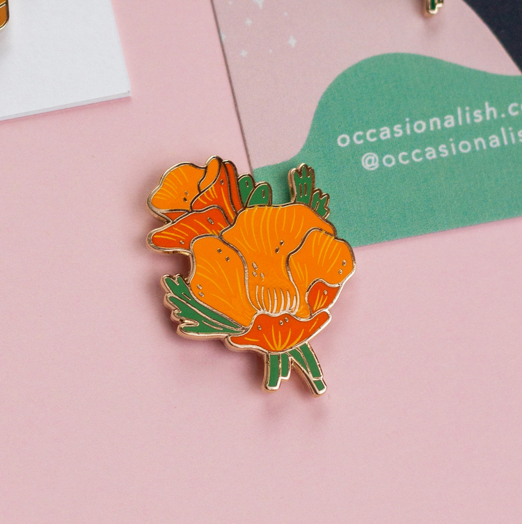 Golden Poppy Enamel Pin