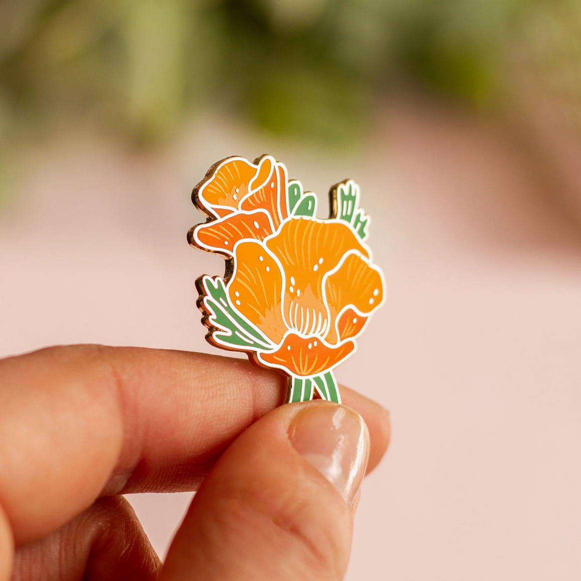 Golden Poppy Enamel Pin - Cantrip Candles