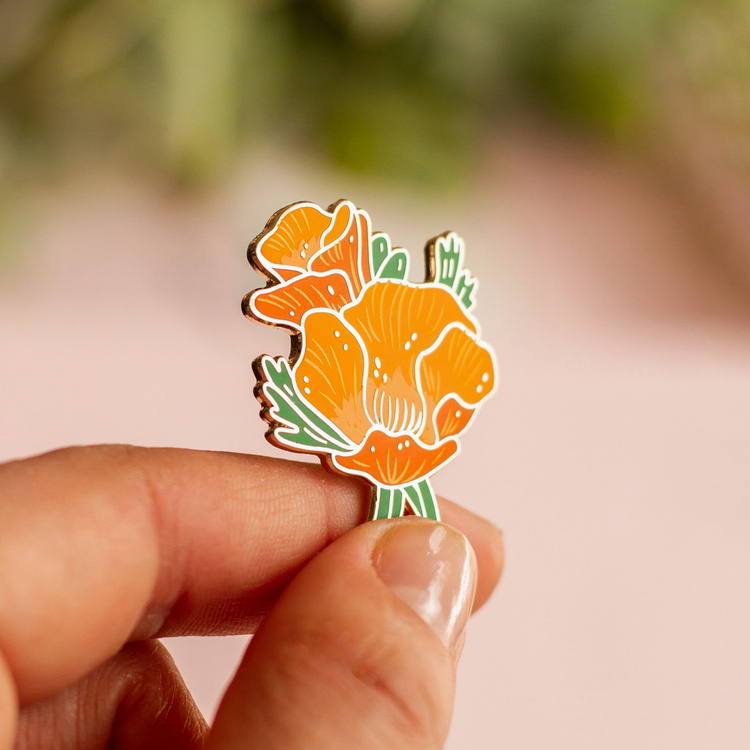 Golden Poppy Enamel Pin