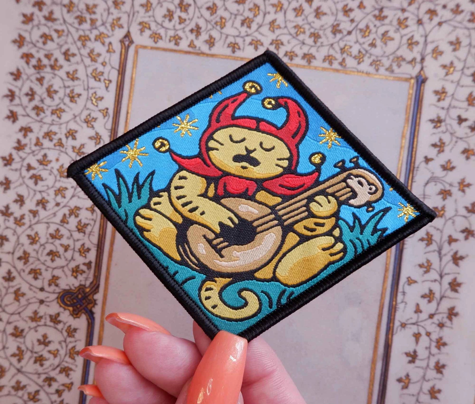 Sad Jester Cat Woven Patch