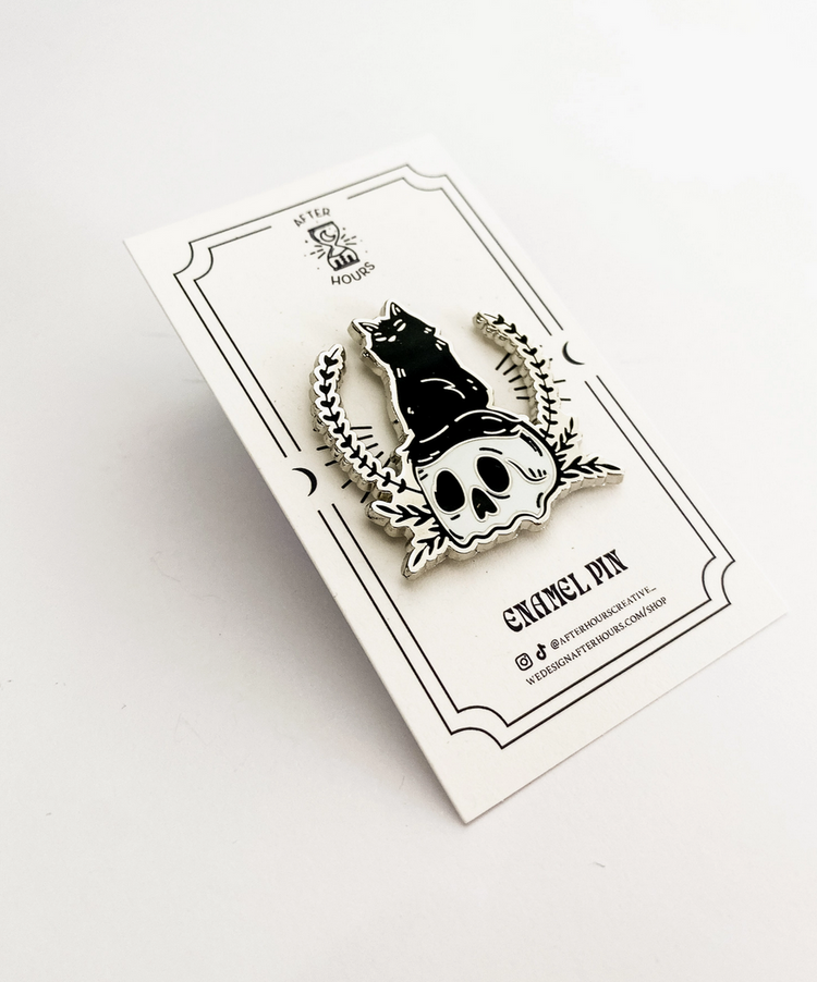 Cat & Skull Enamel Pin