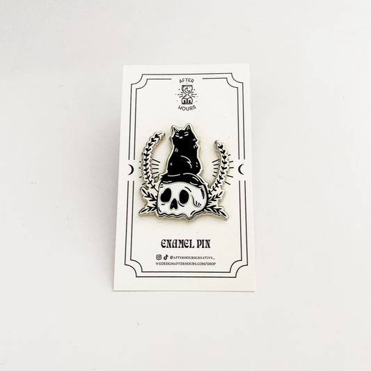 Cat & Skull Enamel Pin