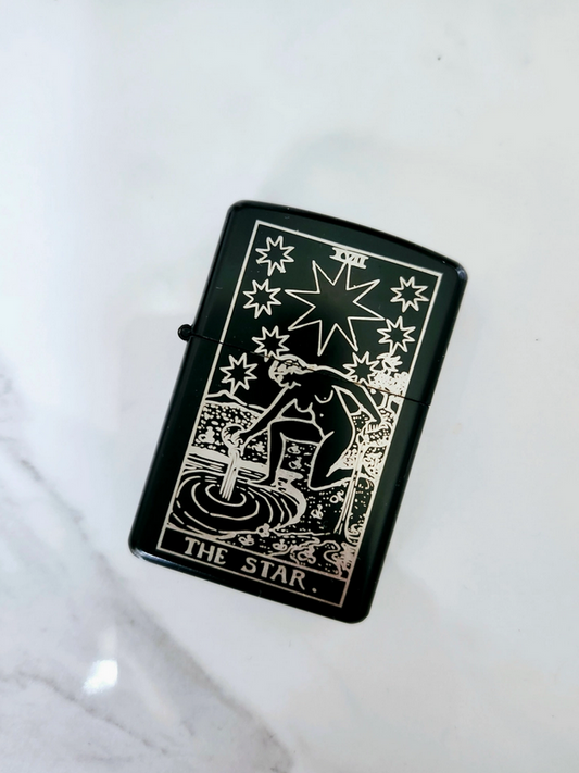 The Star: Tarot Engraved Flip-Top Windproof Lighter - Cantrip Candles