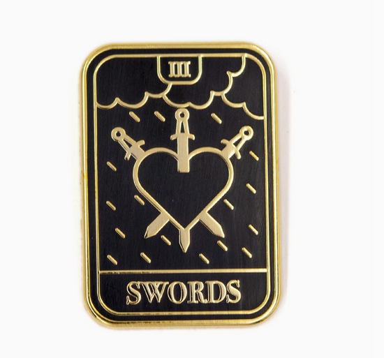 Three of Swords Tarot Enamel Pin - Cantrip Candles