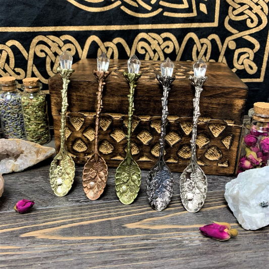 Witchy Herb Apothecary Spoons w/ Crystal - Cantrip Candles